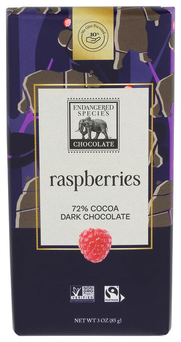 Endangered Species Chocolate Bar Grizzly Dark Raspberry, 3 oz