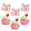 Gyufise 24 Pack Cupcake Toppers Glitter Sixteen Happy 16th Birthday Decorations Rose Gold Model ZN0475-4-RG