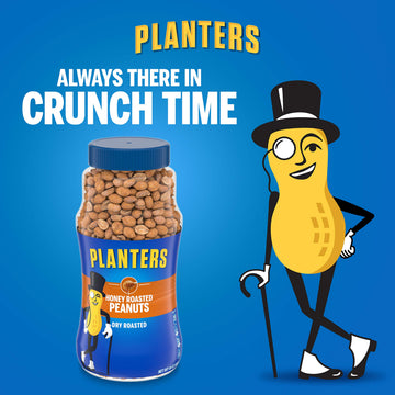 PLANTERS Honey Roasted Peanuts 16 oz. Resealable Jars (Pack of 4) - Flavored Peanuts with a Sweet Honey Coating & Sea Salt - Wholesome Snacking - Kosher
