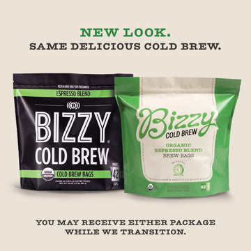 Bizzy Organic Cold Brew Coffee | Espresso Blend | Coarse Ground Coffee | Medium-Dark Roast | Micro Sifted | Specialty Grade | 100% Arabica | Brew Bags | 12 Count | Makes 42 Cups