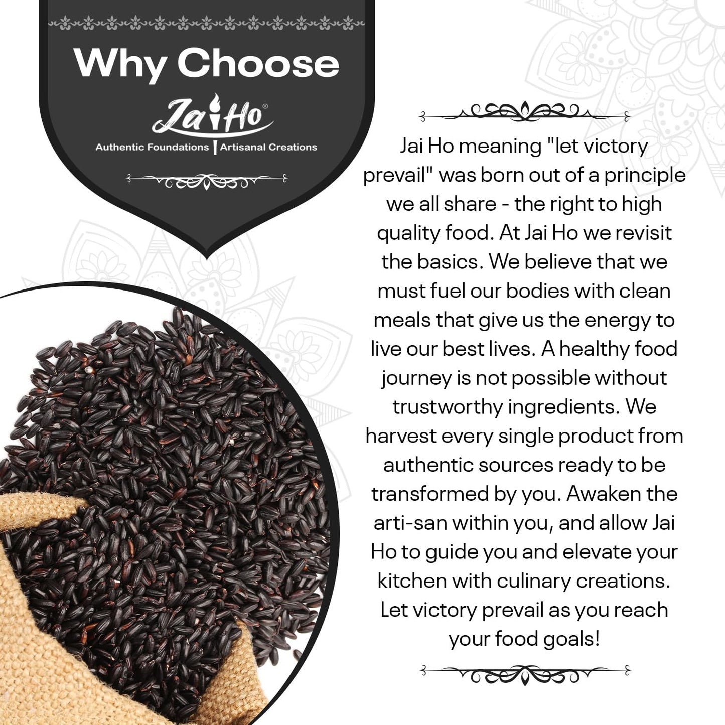 Jai Ho Certified USDA Organic Black Rice, Gluten Free, Vegan, Non-GMO, 2 LB Resealable Zip Lock Pouch