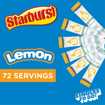 Starburst Singles To Go Powdered Drink Mix, Lemon, Sugar-Free Drink Powder, 6 count (Pack of 12)