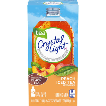 Crystal Light On-the-Go Peach Iced Tea Drink Mix, 10 Count (Pack of 8)