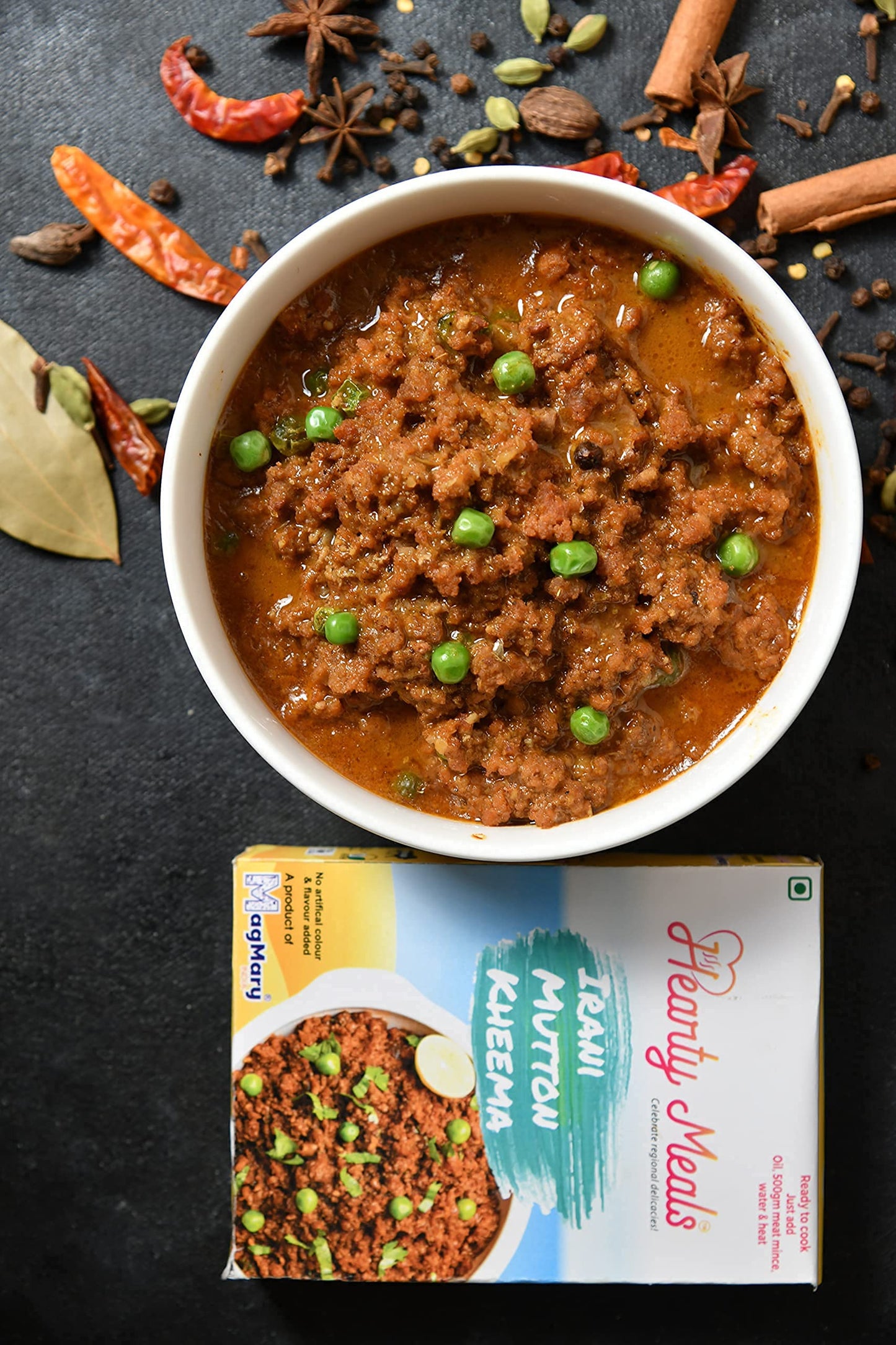 Hearty Meals Instant Irani Mutton Kheema/Keema Cooking Mix, Pack Of 5 (70G Each) | Irani Style Gravy Masala Mix | Ready To Cook