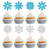 Gyufise 36Pcs Snowflake Cupcake Toppers Glitter Winter Frozen Theme Cupcake Picks For Winter Wonderland Snowflake Theme Baby Sho