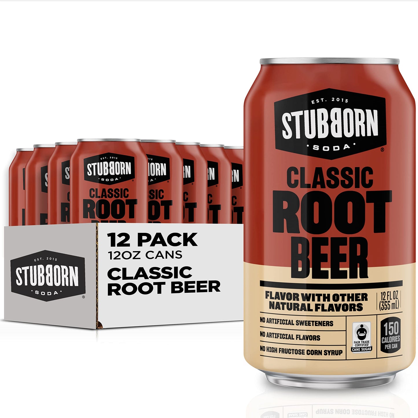 STUBBORN SODA Classic Root Beer 12oz Cans 12 Pack Caramel Flavor