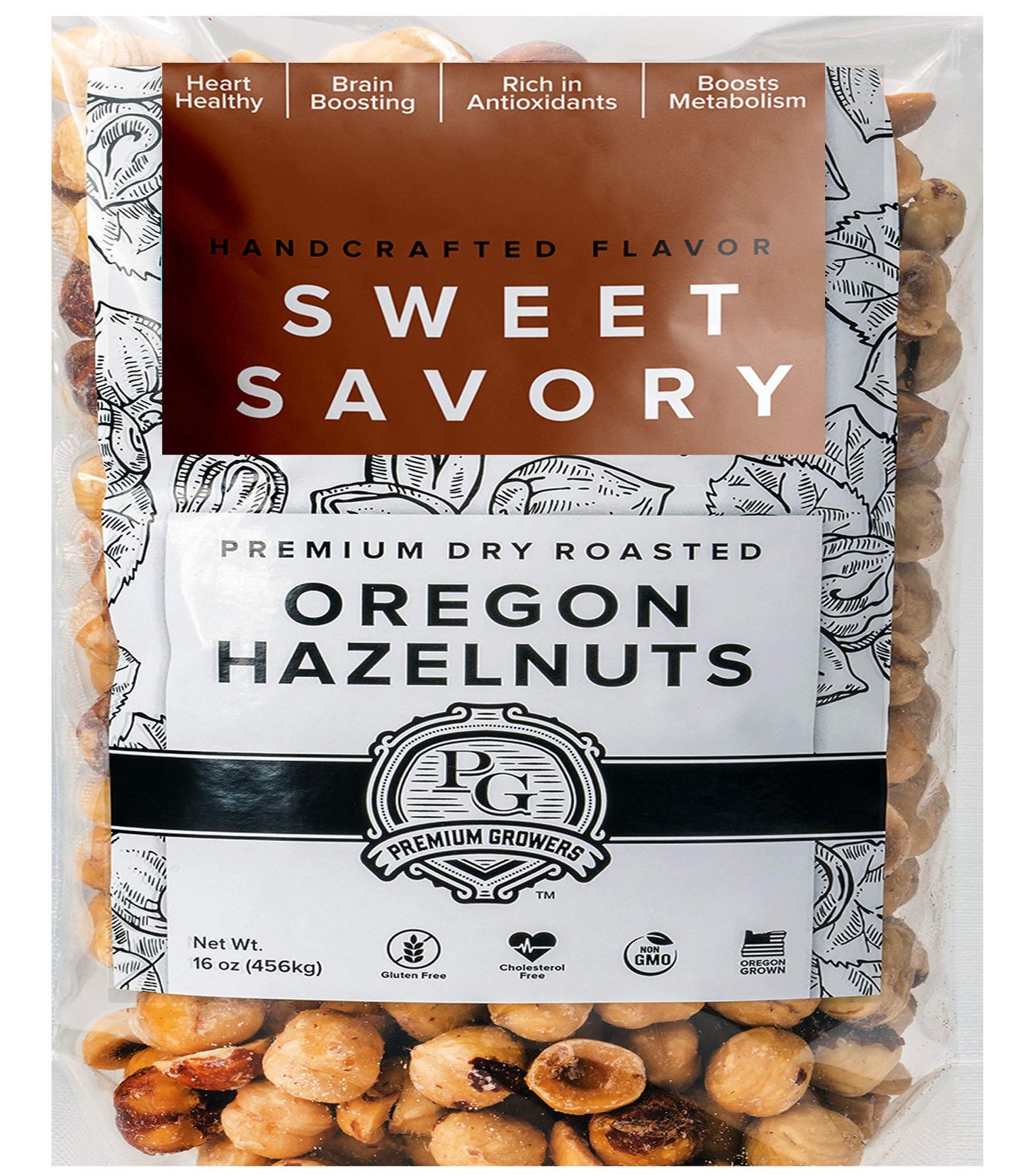 Oregon Natural Hazelnuts, Farm Fresh And Direct Sweet Savory Premium Dry Roasted Hazelnuts – Kosher Certified - 1 Lb Bag