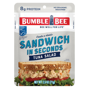 Bumble Bee Sandwich In Seconds Tuna Salad, 2.5 Oz Pouch - Ready To Eat - Wild Caught Tuna Packet - 8G Protein Per Serving - Gluten Free