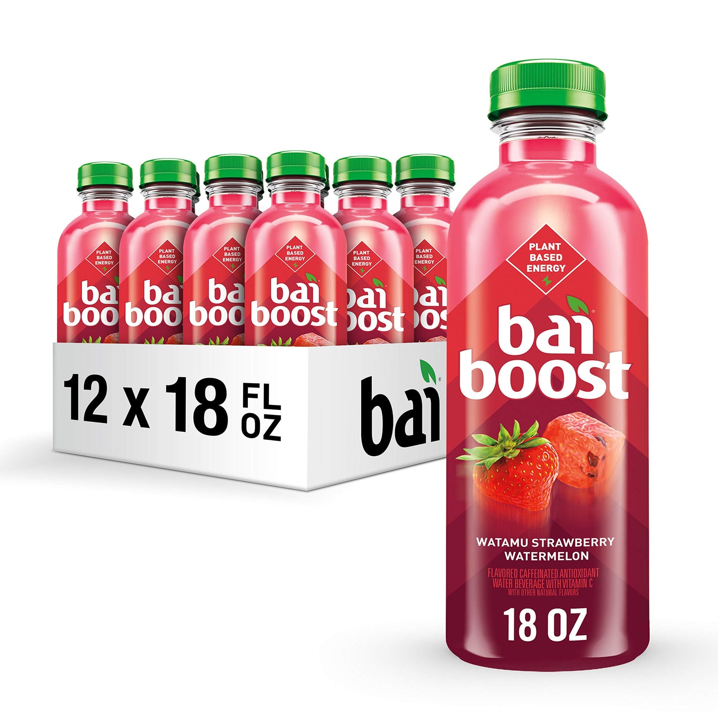 Bai Boost Watamu Strawberry Watermelon Antioxidant Beverage, 18 Fl Oz Bottle, Pack of 12