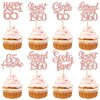 24PCS Rose Gold Happy 65th Birthday Cupcake Toppers Sixty Five Straight Outta 1960 Cupcake Picks Cheers to 65 Lengend Since 1960