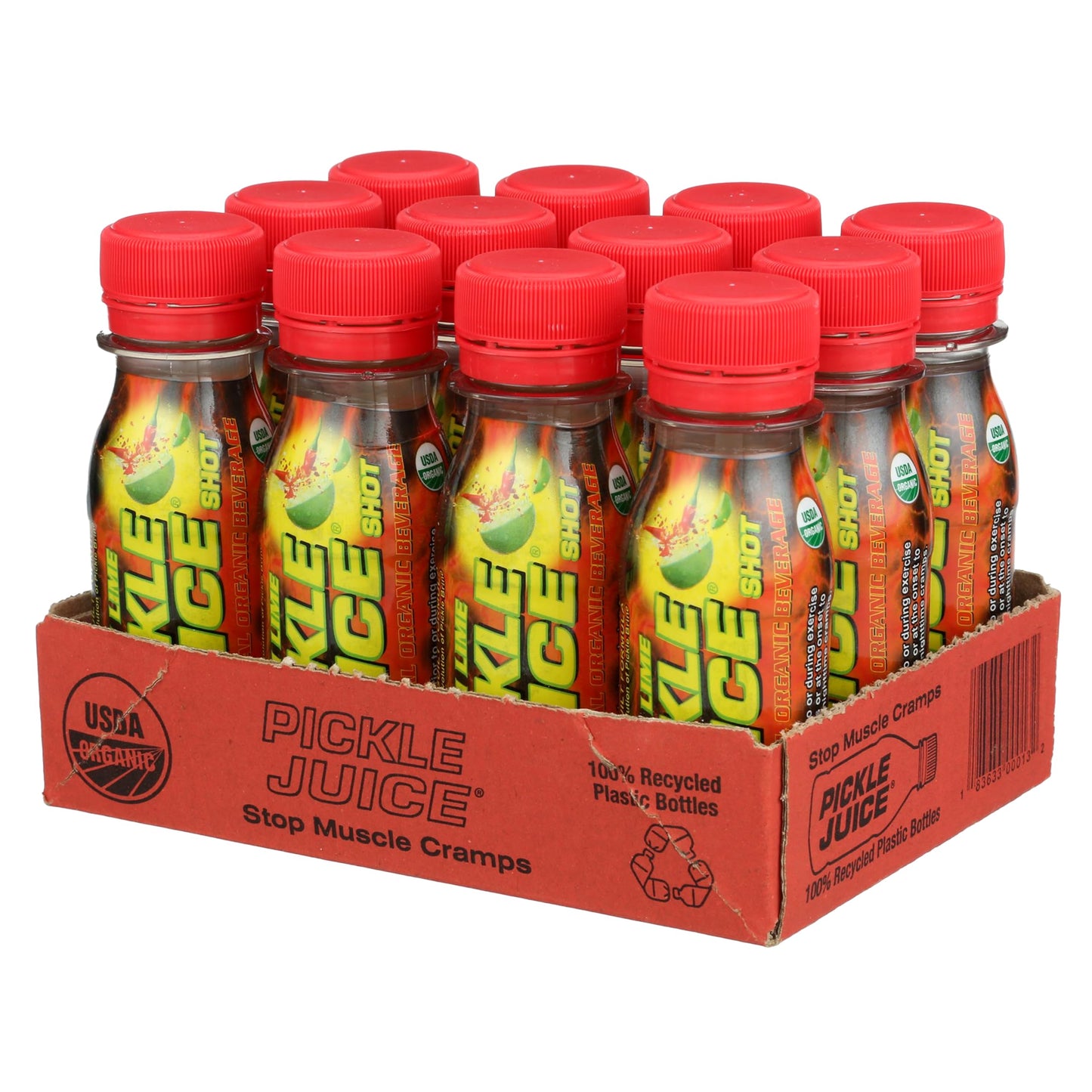 Pickle Juice Sports Drink Shots - Extra Strength, Chili Lime, 2.5 Oz (Pack of 12) - Electrolyte Drink for Cramps Relief
