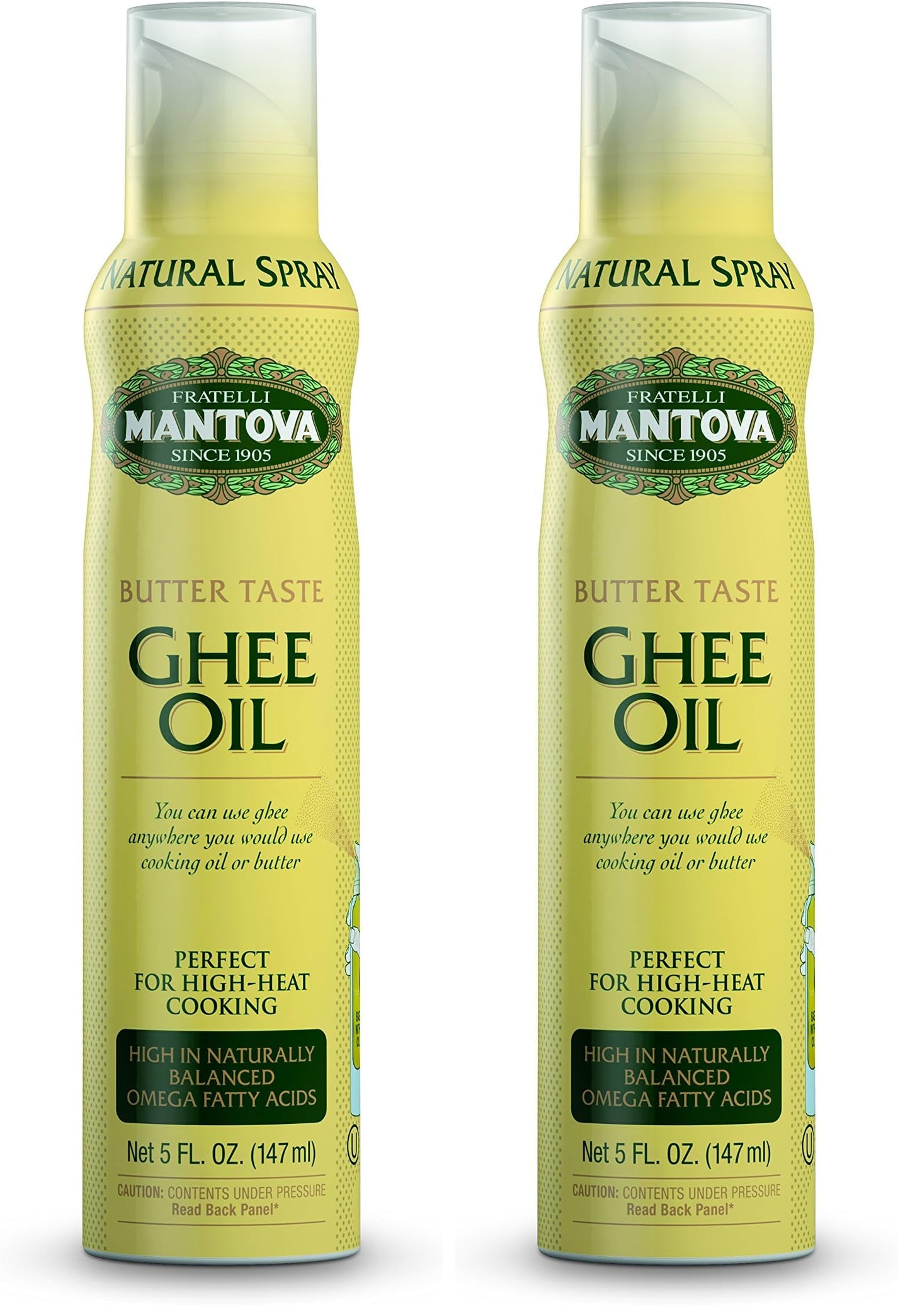 Mantova Ghee Oil, 100% Pure Cooking Oil Spray, Omega-3, perfect for Keto snacks, baking, grilling, or cooking, our oil dispenser
