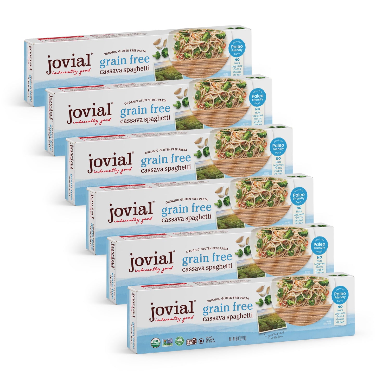 Jovial Grain-Free Cassava Spaghetti - Spaghetti Noodles Cassava Pasta Paleo Pasta Gluten Free Pasta Spaghetti Grain-Free Certified Gluten-Free Usda Certified Organic Non-Gmo - 8 Oz 6 Pack