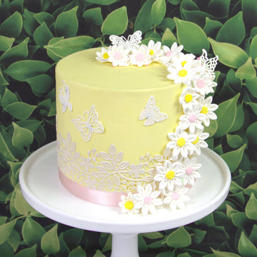 Global Sugar Art Daisy Sugar Cake Flowers, White Petals, Pink Centers Unwired, Small 36 Count by Chef Alan Tetreault