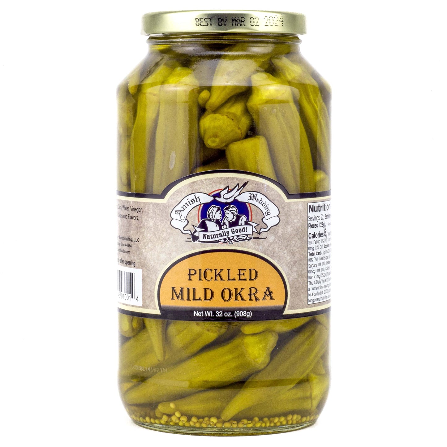 Amish Wedding Mild Pickled Okra 32 Ounces (Pack Of 2)