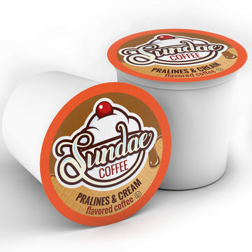 Sundae Ice Cream Flavored Coffee Pods, Compatible With 2.0 Keurig K-Cup Brewer, (Pralines And Cream) 48 Count