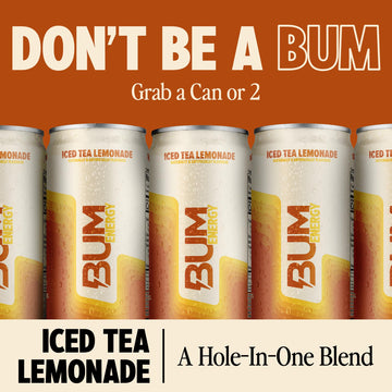 Bum Energy Sugar-Free Iced Tea Lemonade Drink, Natural Caffeine, 12 oz, Pack of 12