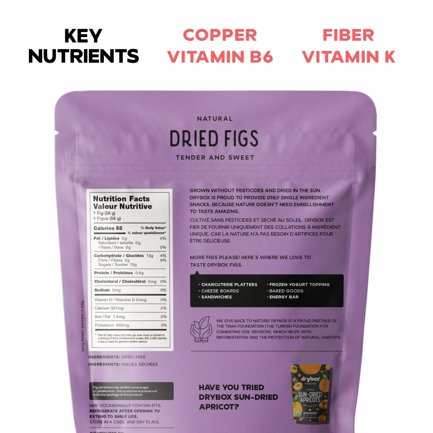 Drybox Organic Dried Turkish Figs No Sugar Added, 1 Pack Smyrna Fig Unsulfured Unsweetened Non-GMO - Natural Dried Fruit for Sna
