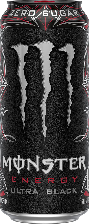 Monster Energy Ultra Black Sugar Free Energy Drink, 16 oz, 15 Pack, ZW364