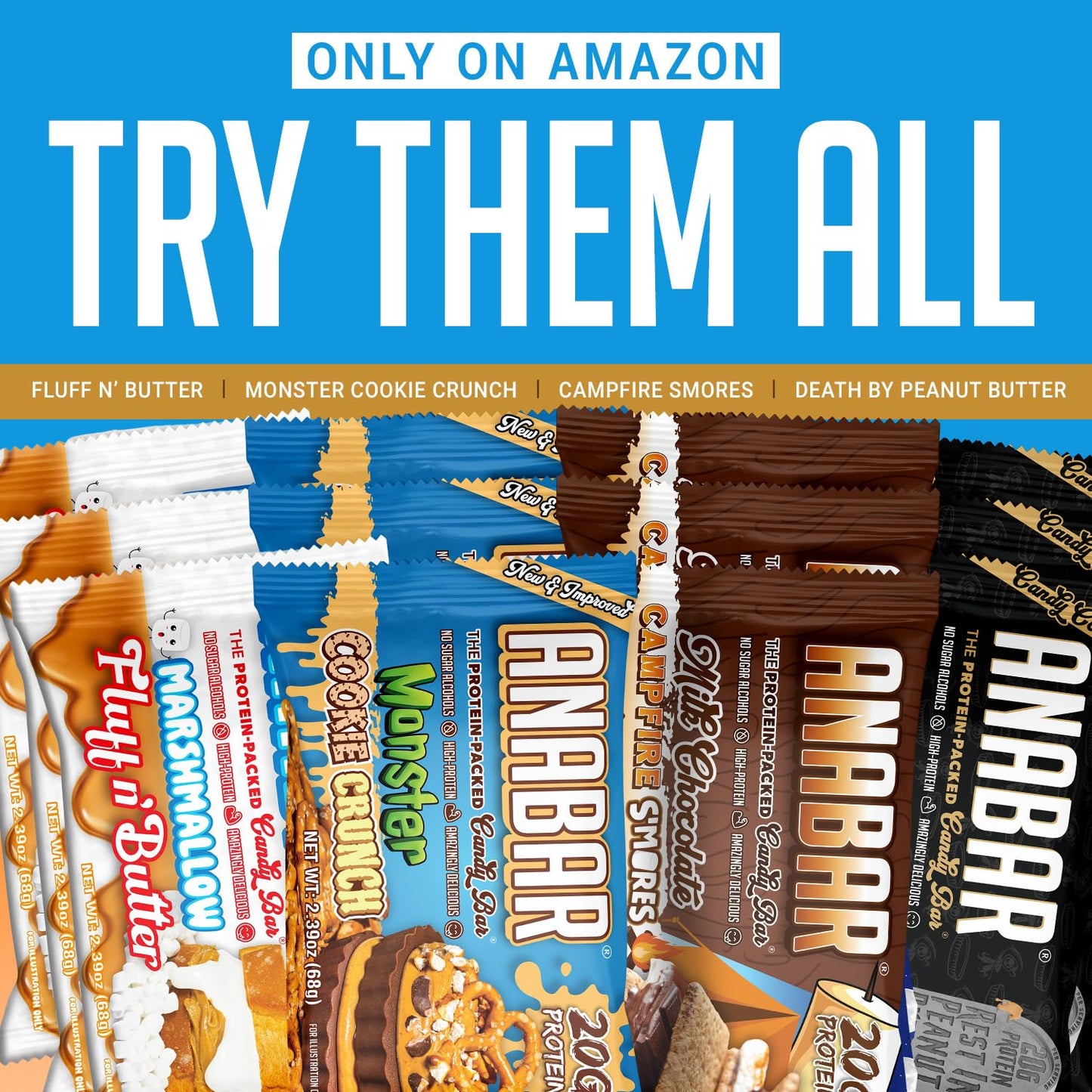Anabar Protein Bar, The Protein-Packed Candy Bar, Worlds Best Tasting Protein Bar, No Sugar Alcohols, High Protein, Amazingly D