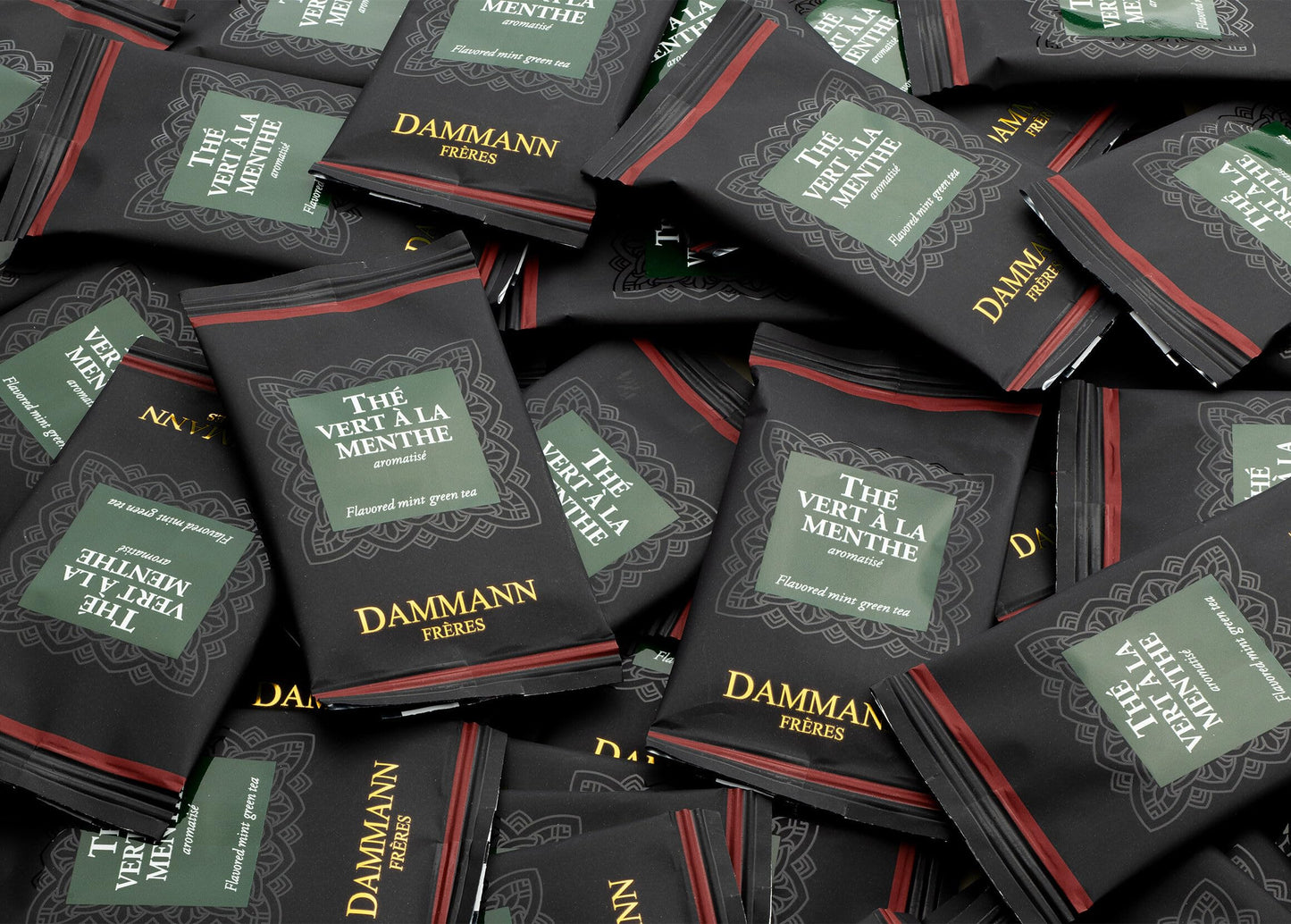 Dammann Freres Satchets, Green Mint Tea Bags, Premium Gourmet French Green Tea, Blend Spearmint, Peppermint Flavors, Individuall
