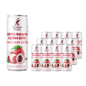 Elephant World 100% Natural Lychee Juice | Non Gmo | 10.8 Oz (Pack Of 12), Lychee