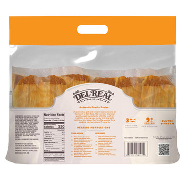 Del Real Foods Chicken Tamales in Red Sauce, 6 Count (24 oz) | Authentic Mexican, Ready to Eat, Heat & Serve Hand-Wrapped Corn M