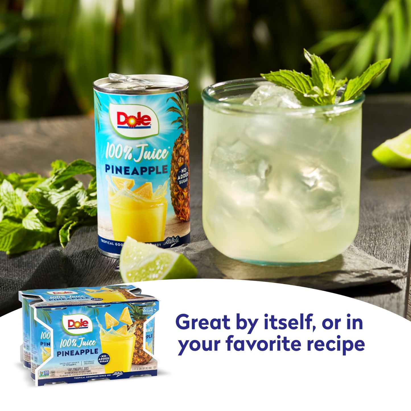 Dole Pineapple Juice, 100% Fruit Juice with Vitamin C, 6 Fl Oz Cans, Pack of 48