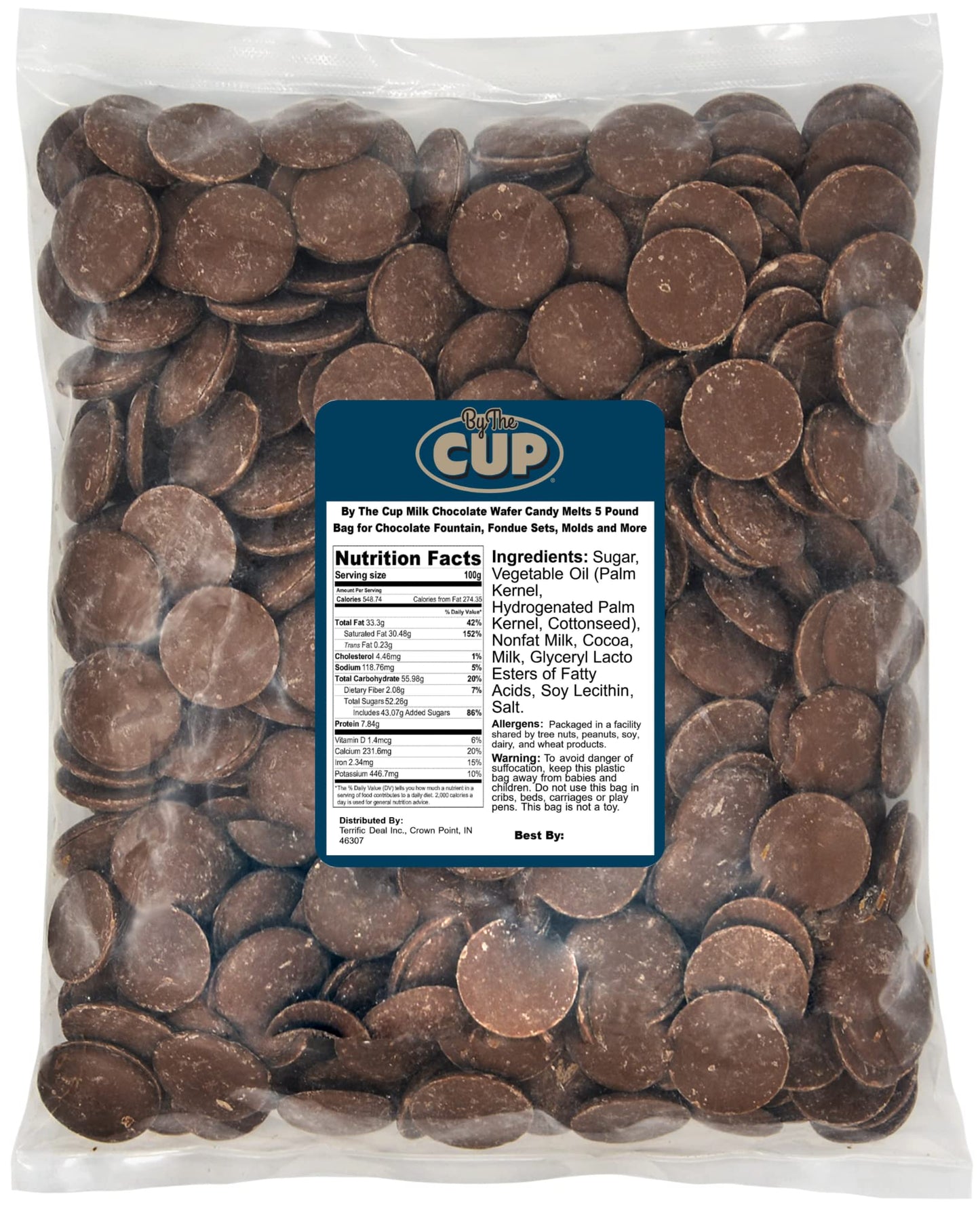 By The Cup Merckens Milk Chocolate Melting Wafers, 5 lb Bulk Bag for Chocolate Fountain, Fondue Sets, Molds and More