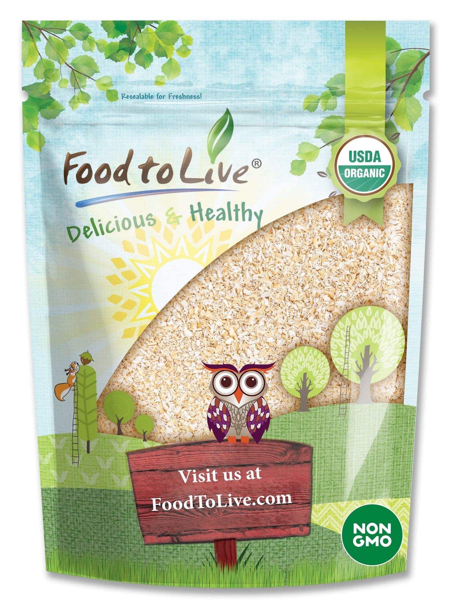 Organic Oat Bran, 4 Pounds - Non-Gmo, Kosher, Raw, Vegan, Bulk, High Fiber Hot Cereal, Milled From High Protein Oats, Product Of The Usa