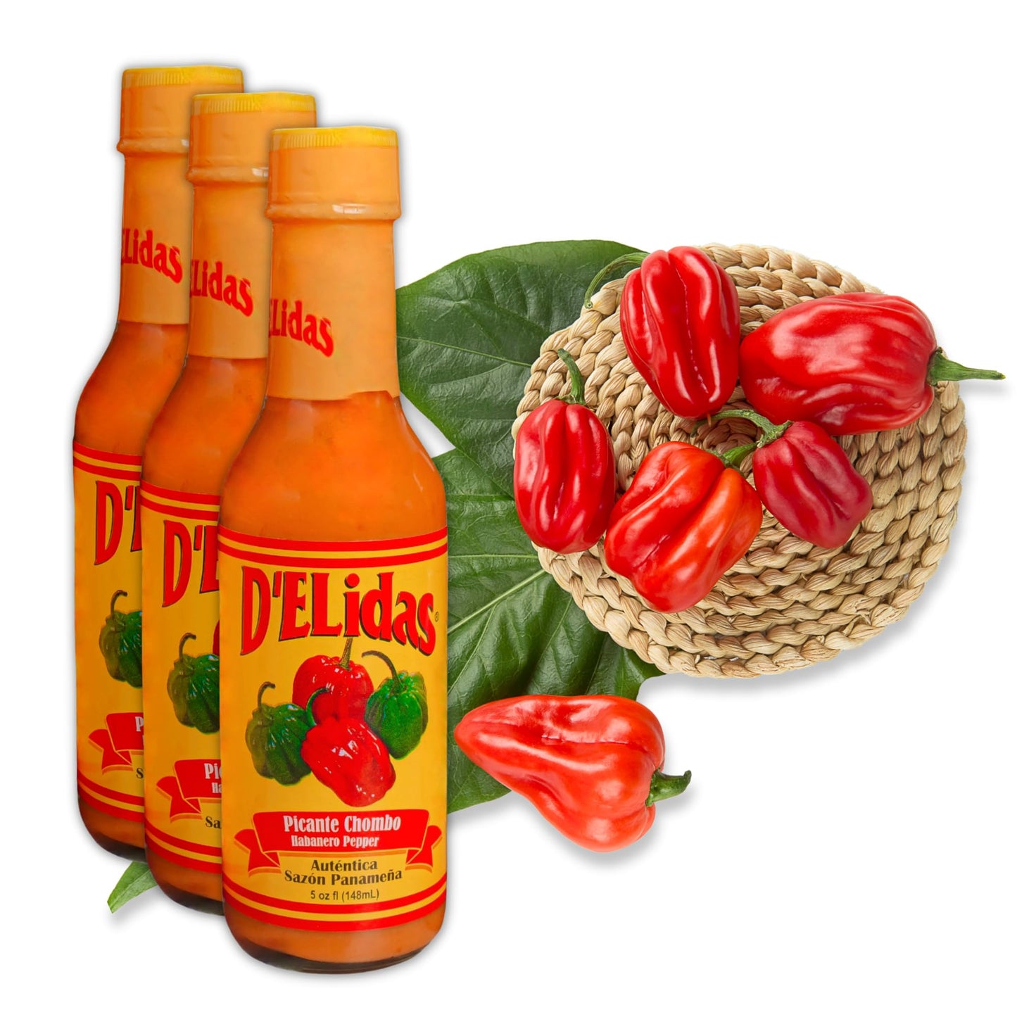 DELidas Habanero Hot Sauce, Natural Non-GMO Keto Friendly, 5 Fl Oz (Pack of 3)