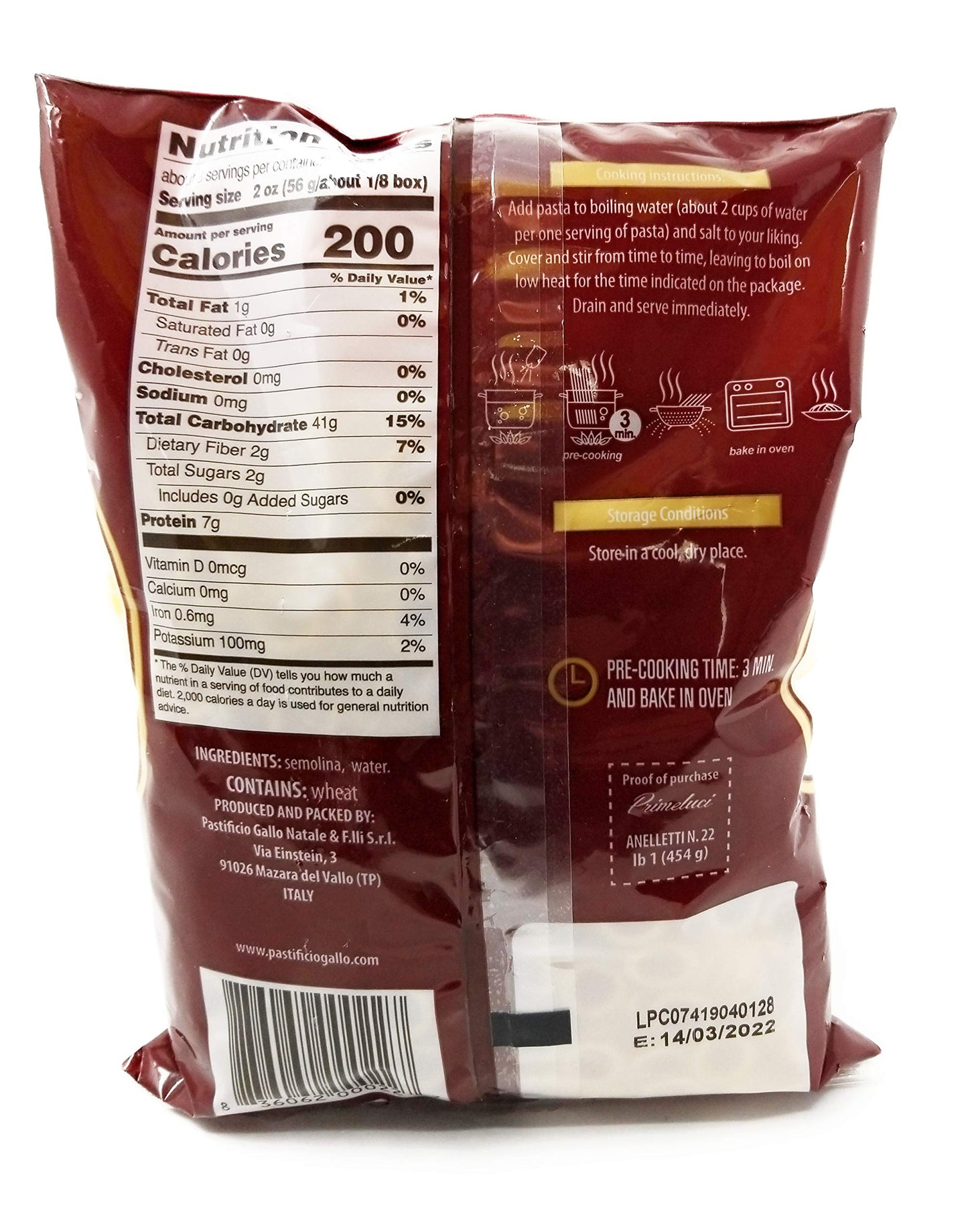 Primeluci Anelletti Durum Wheat Semolina Pasta - 1 Lb (Pack Of 4)