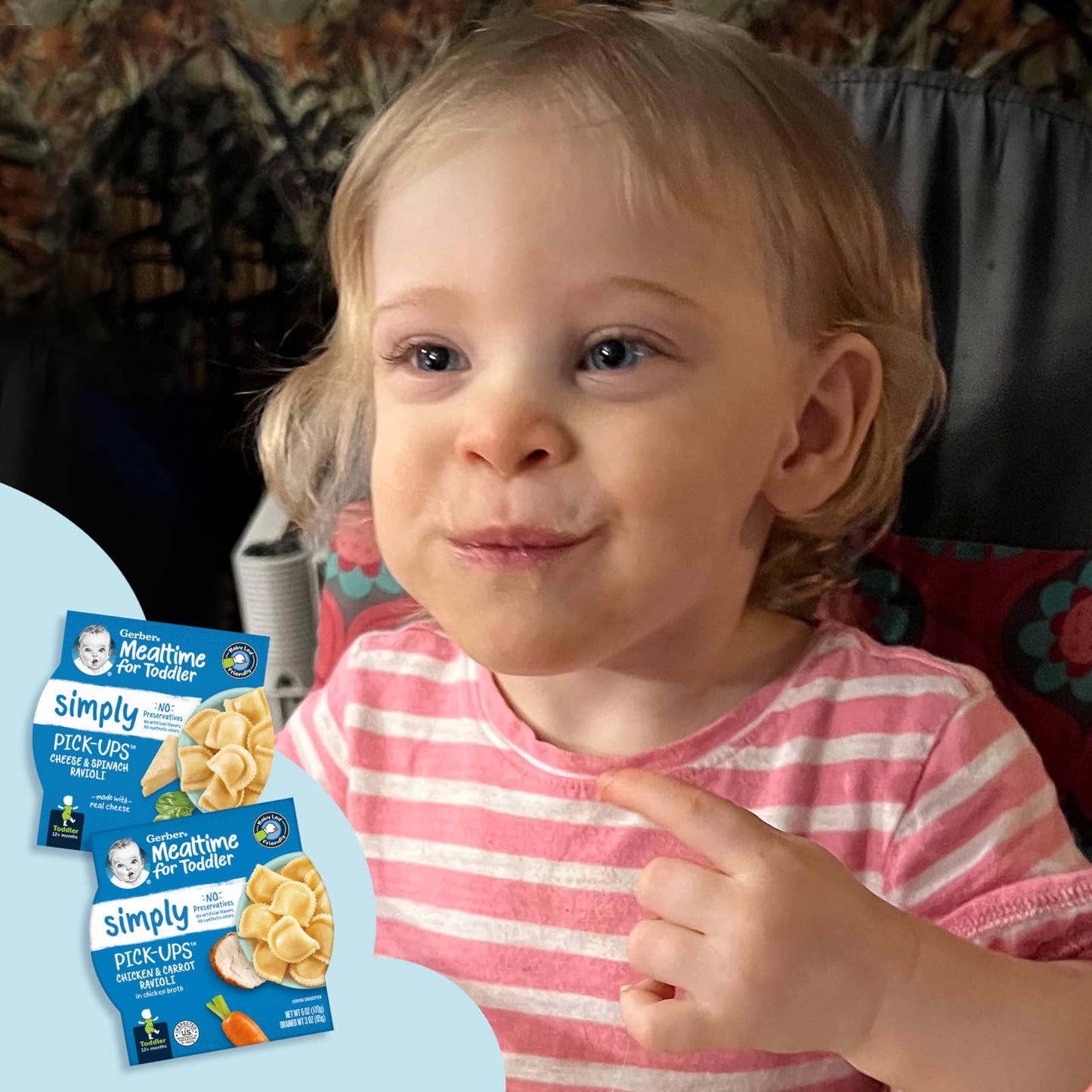 Gerber Mealtime For Toddler, Pick-Ups, Ravioli Multipack, 6 Oz Tray (Pack Of 6), Variety Pack 2.25 Lb.