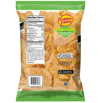 Golden Flake Chili Lime Pork Rinds 4 oz Bags (Pack of 12) - Tangy Spicy Pork Skins - Gluten-Free Low Carb Keto Snack with Bold Southern Flavor