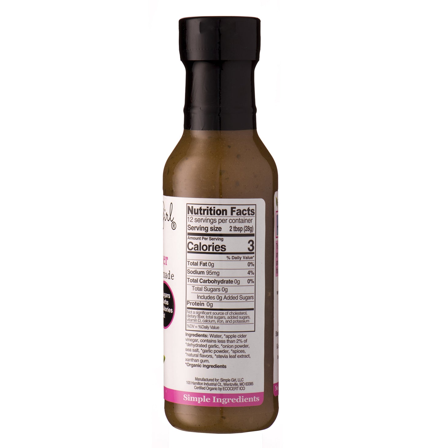 Simple Girl Citrus Ginger Salad Dressing - Sugar Free, No Carb, Fat Free, Gluten Free - 12 Fl Oz