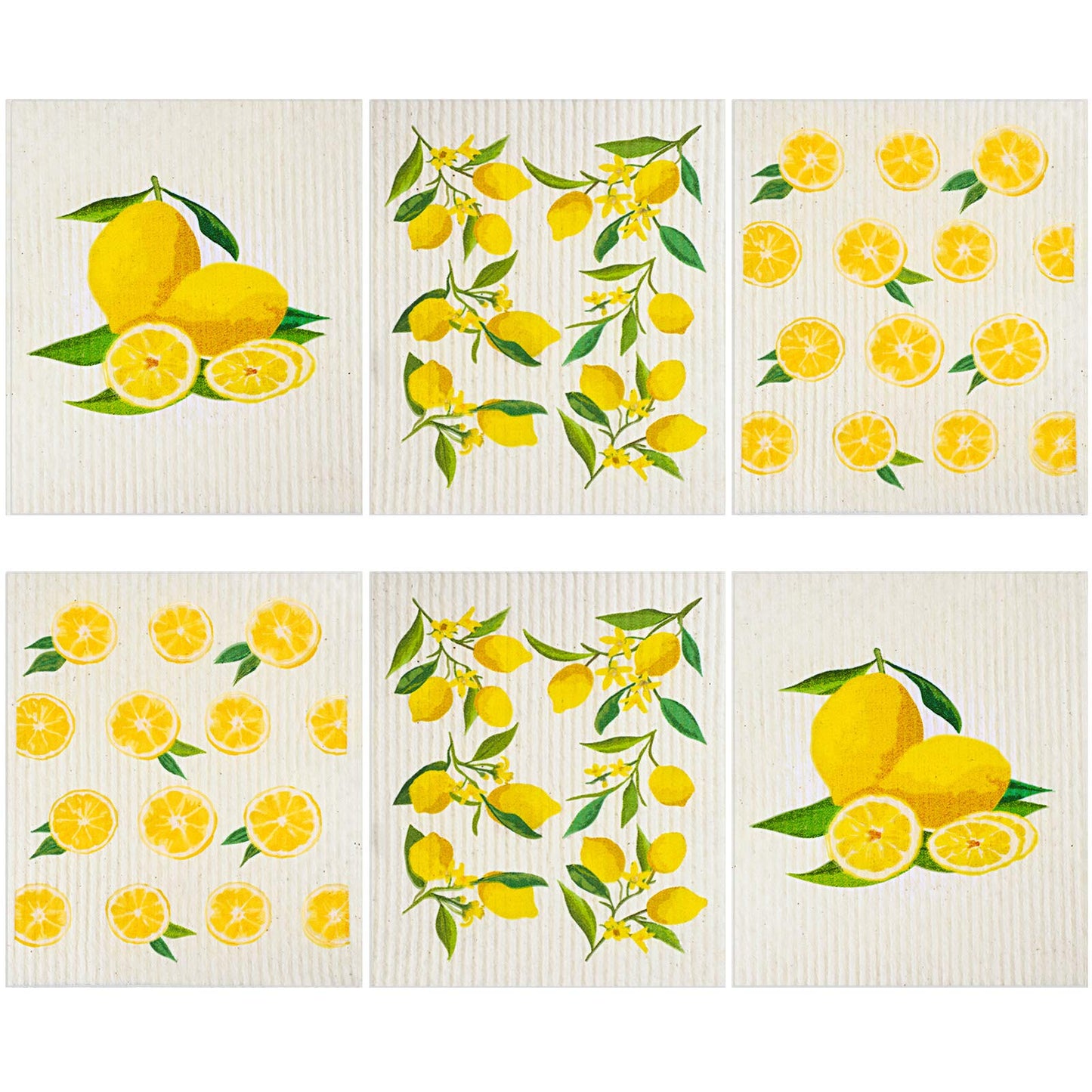 Boao Set Of 6 Lemon Swedish Kitchen Dishcloths Cleaning Cloths Absorbent Cloth No Odor Reusable Dish Towel For Kitchen, Hand, Counter Wipes