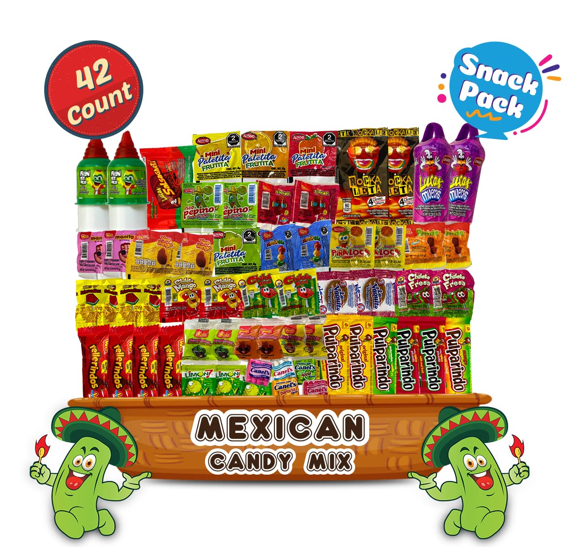 Lookon Mexican Candy (42 Count) Assortment - Mexican Candies Snacks - Dulce Mexicanos Surtidos Variety Of Spicy Sweet & Sour
