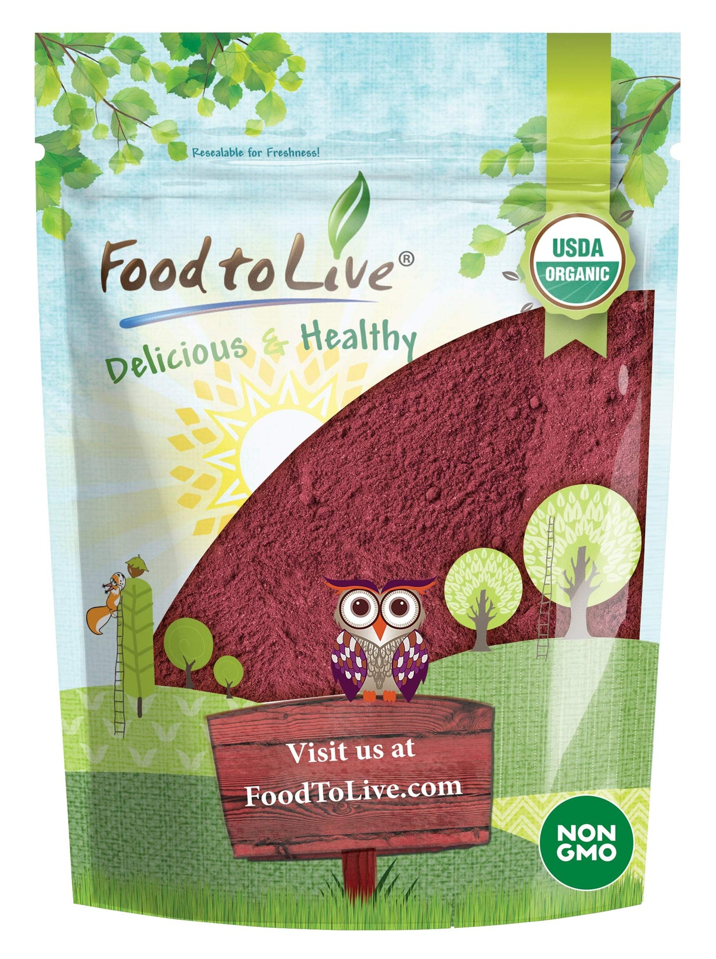 Food to Live Organic Beet Root Powder, 2 Pounds - Non-GMO, Raw, Kosher, 100% Pure, Vegan Superfood, Bulk, Rich in Iron and Fiber