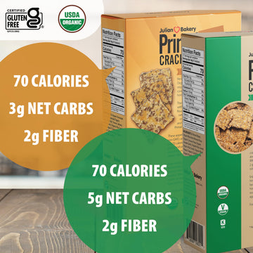 Julian Bakery Paleo & Primal Thin Crackers | Salt & Pepper & Parmesan | Usda Organic | Gluten-Free | Grain-Free | Gmo Free | Low