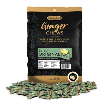 Bali'S Best Ginger Chews - Spicy Orginal Flavor (2.2 Lb Bulk Bag) 100% Real Ginger, Sweet Spicy Chewy Ginger Candies, Great Snac