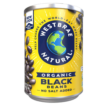 Westbrae Natural Organic Black Beans, No Salt Added, 25 Oz (Pack of 12)