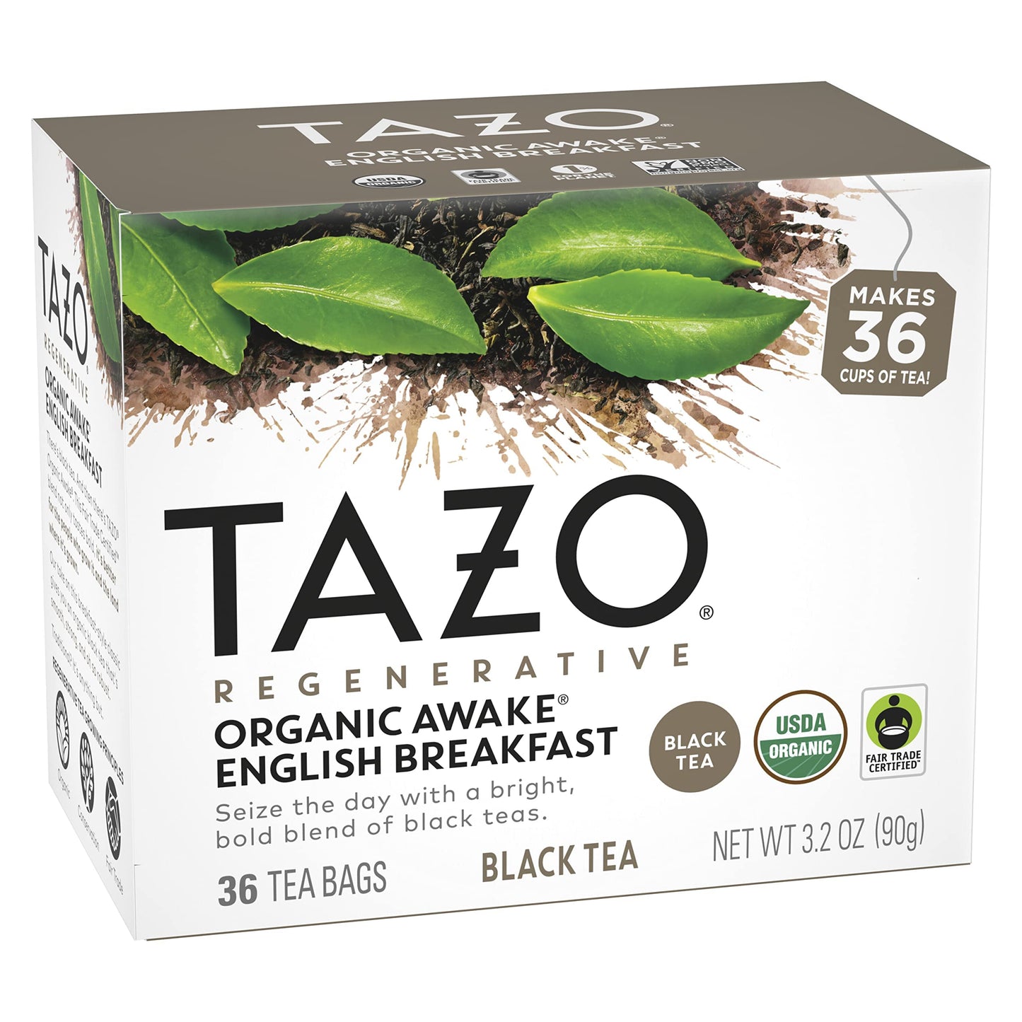 TAZO Organic Awake English Breakfast Black Tea Bags - 144 Total Bags (36 Bags per Pack, Pack of 4)