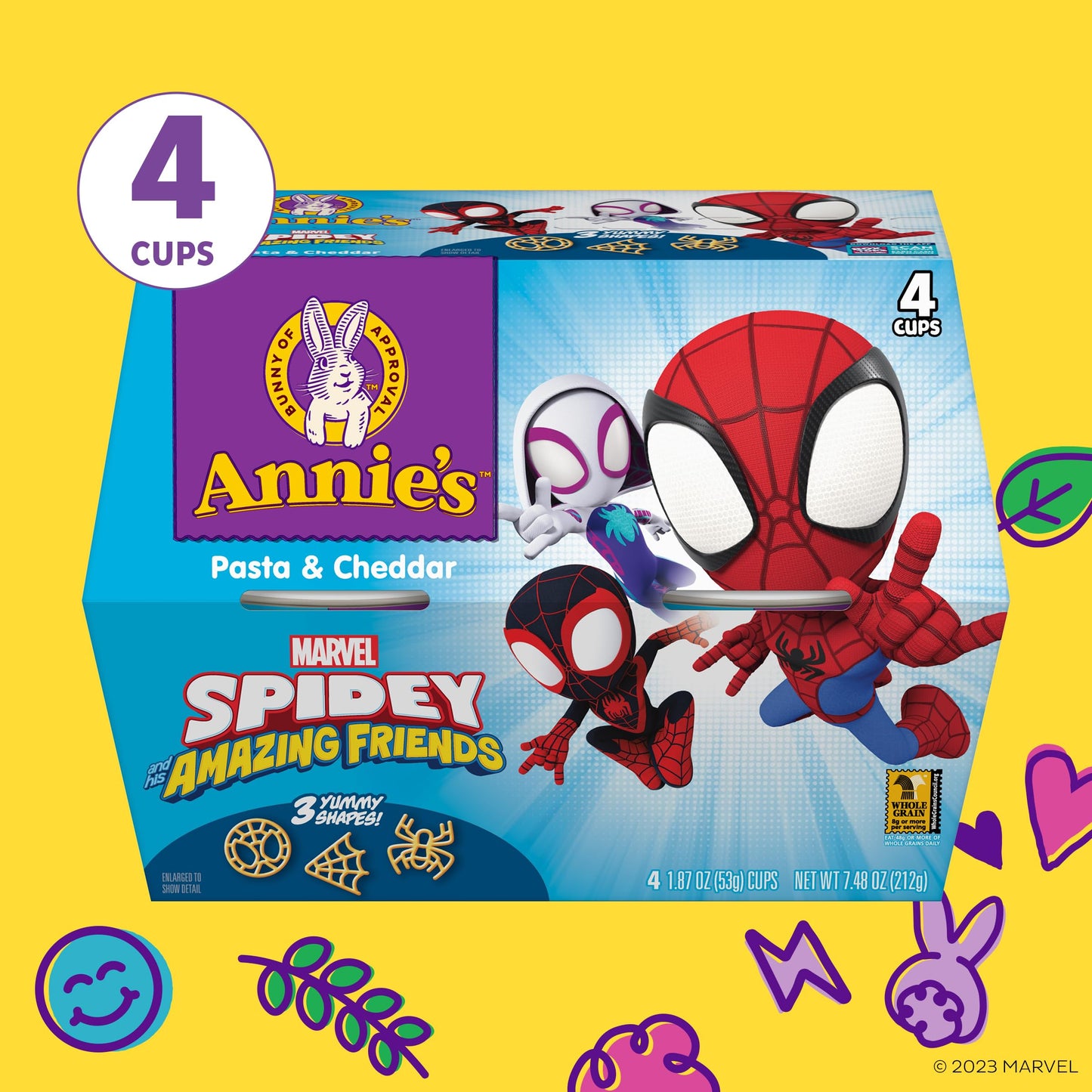 Annie'S Marvel Spidey And His Amazing Friends Macaroni And Cheese, Microwavable Pasta And Cheddar, 4 Cups, 7.48 Oz