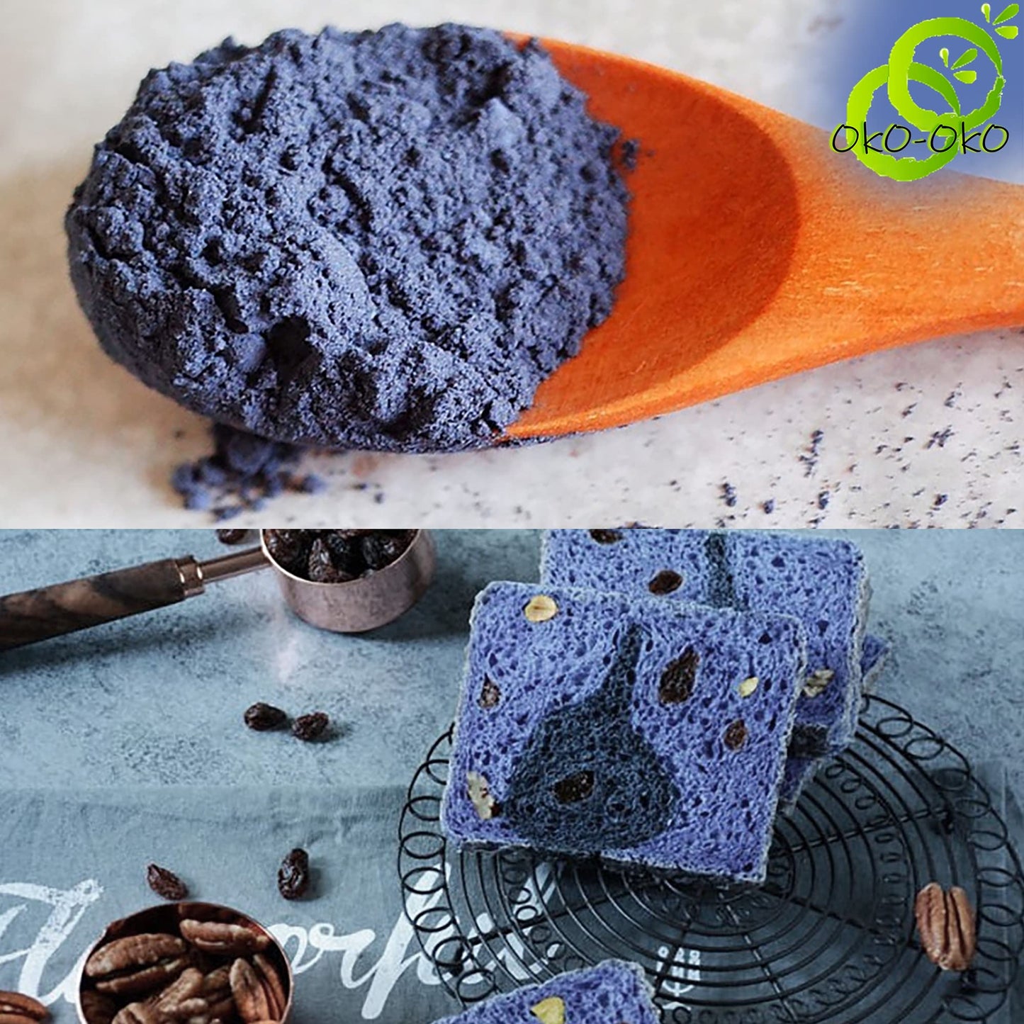oko-oko Blue Matcha Butterfly Pea Powder - 100% Natural - 4 Ounce - Blue Herbal Tea, Vegan Food Coloring