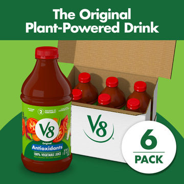 V8 Antioxidants Original 100% Vegetable Juice, 46 Fl Oz Bottle (6 Pack)