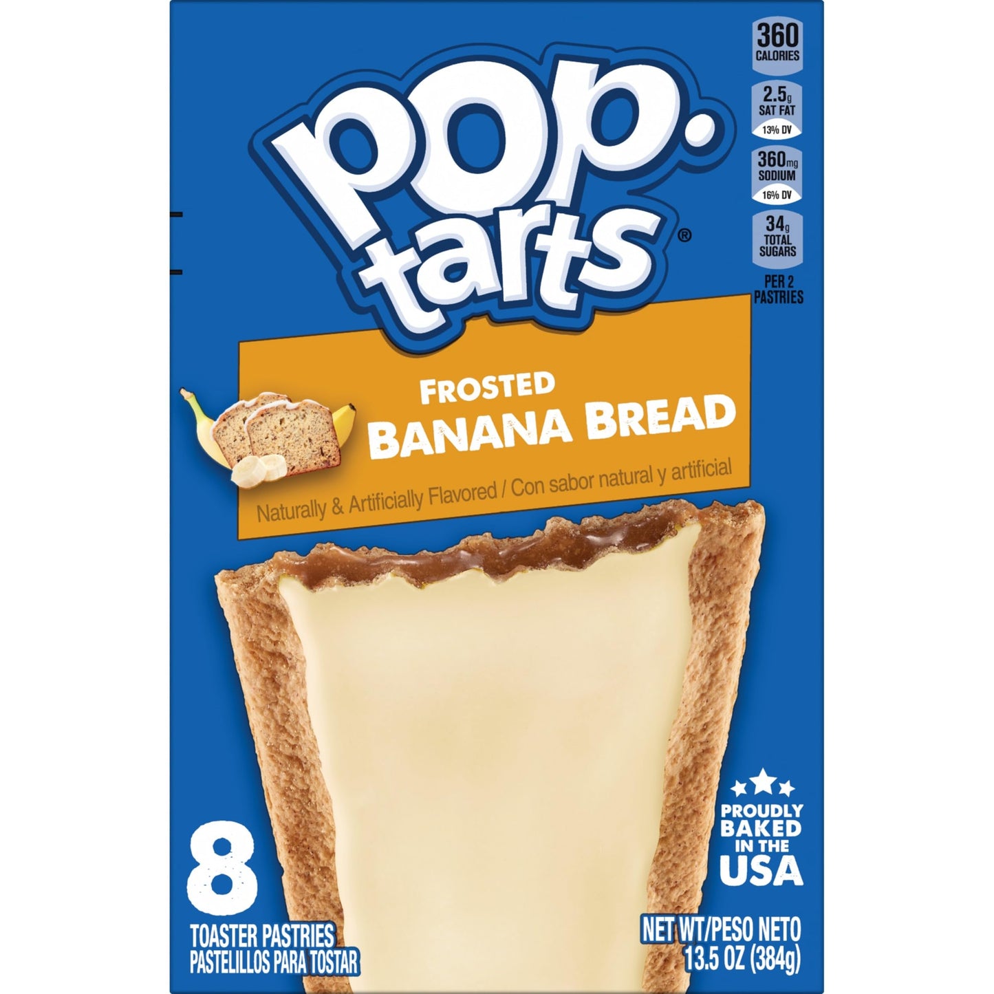 Pop-Tarts Toaster Pastries, Breakfast Foods, Kids Snacks, Frosted Banana Bread, 13.5Oz Box (8 Pop-Tarts)