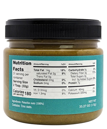 Nutural World - Crunchy Pistachio Butter 35 Oz (1Kg) / 100% Pure Single Ingredient - Great Taste Award Winner