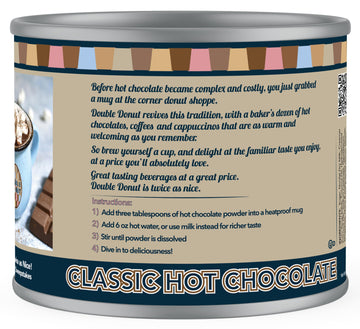 Double Donut Classic Bulk Hot Chocolate Mix, Rich Hot Cocoa 12 Ounce Canister, Hot Chocolate Powder