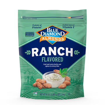 Blue Diamond Almonds, Ranch Flavored Value Bag Snack Nuts Perfect for Bulk Pantry Staples and Keto Friendly Snacking 45 Oz Resea