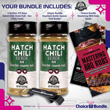 Pit Boss Hatch Chili Verde Barbecue Seasoning Spice & Rub, 10 oz (2 Pack) with Guide & Keychain Opener